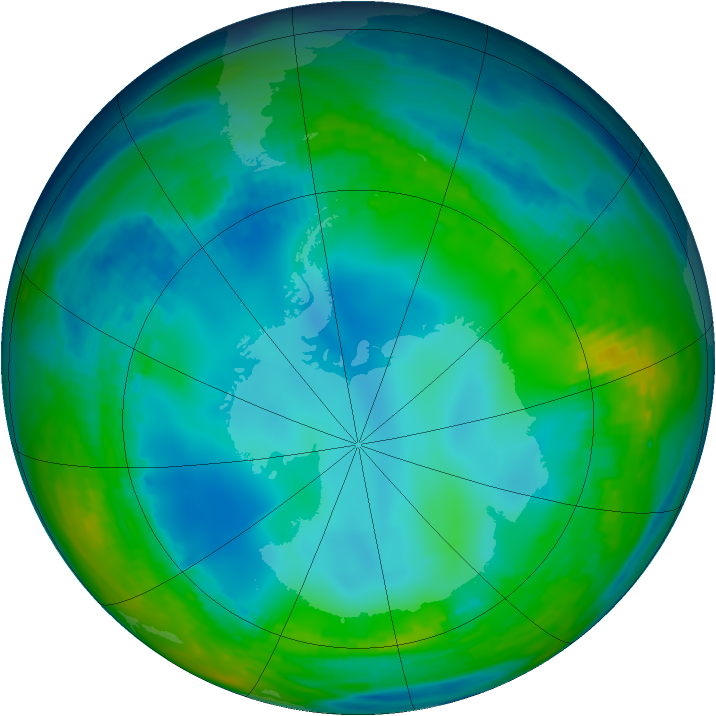 Antarctic ozone map for 27 May 1992